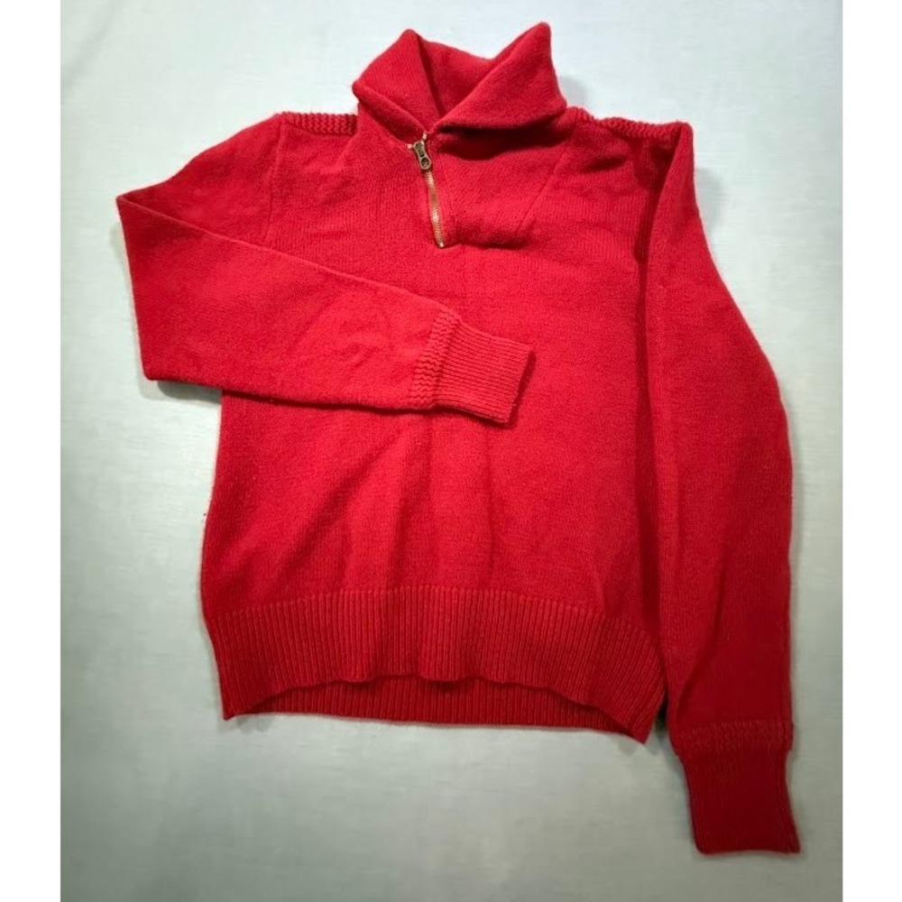Polo Ralph Lauren Mens Red 1/4 Zip Pullover Roll Neck Sweater Ribbed Cuffs M.